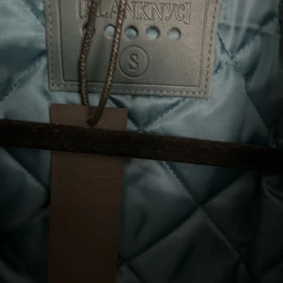 Anthropologie Blank‎ NYC Faux Fur Collar Bomber Jacket Teal Full Zip Small NWT - Picture 9 of 13